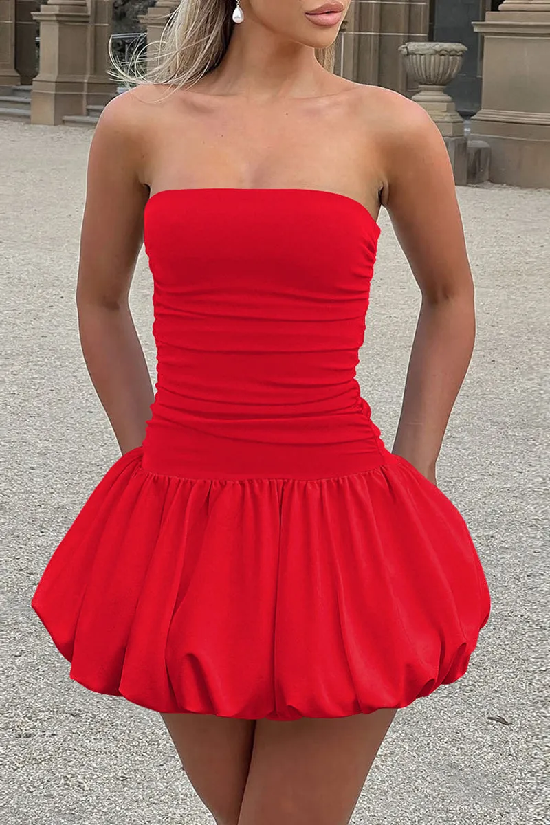 Sexy Ruffle Flounce U Neck Sling Dresses