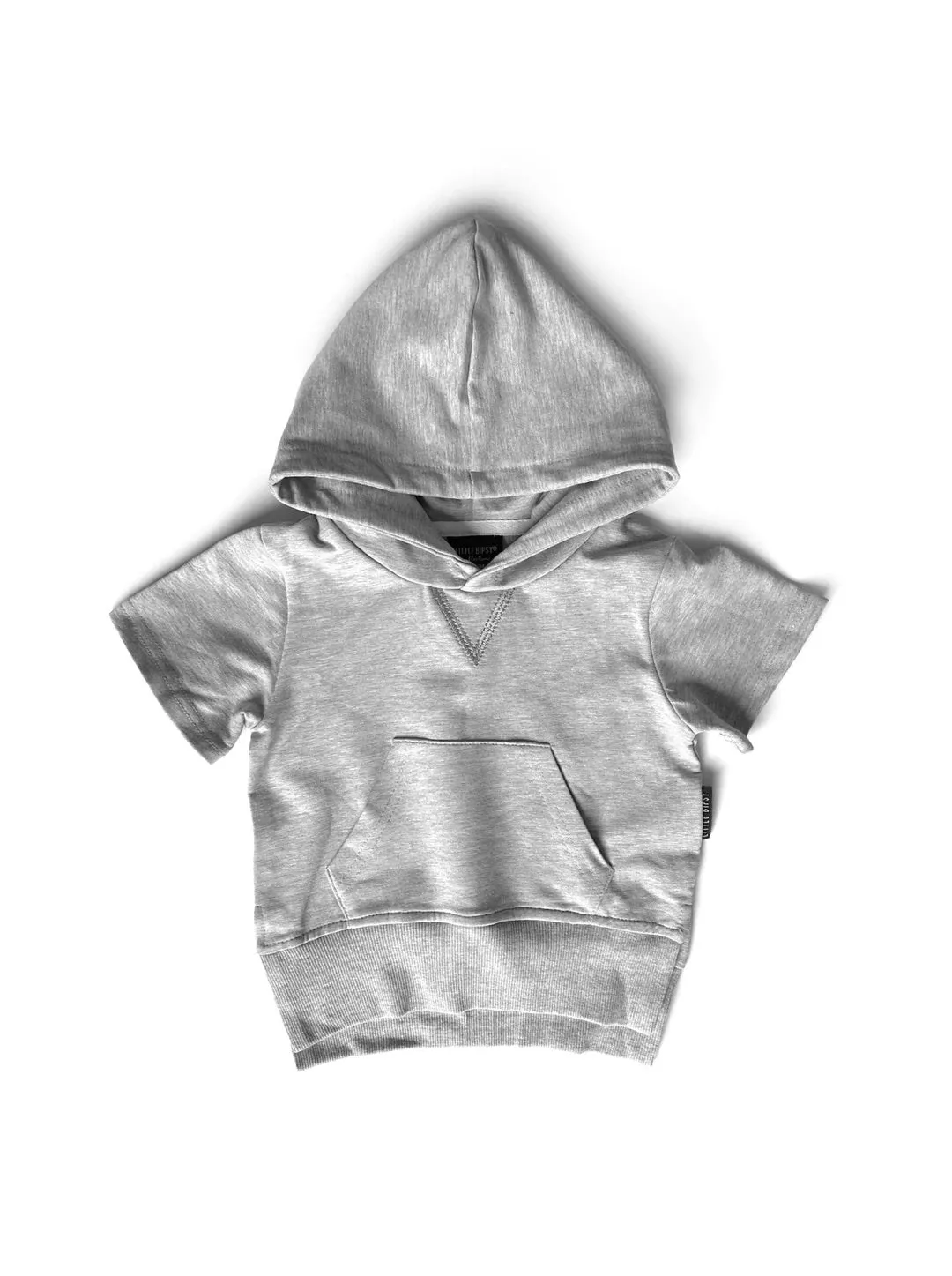 SHORT SLEEVE HOODIE - GREY