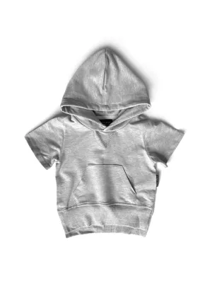 SHORT SLEEVE HOODIE - GREY