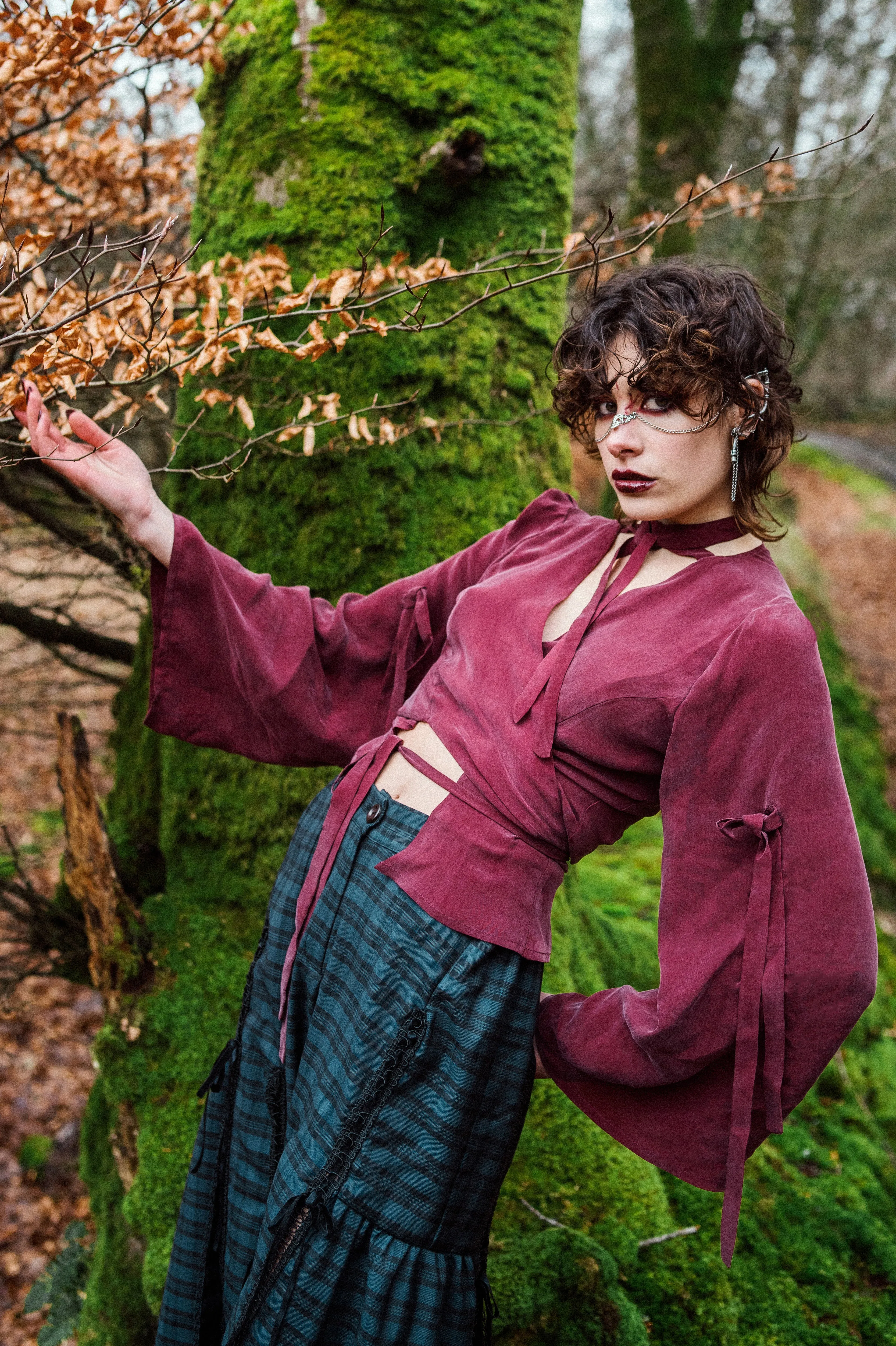 Silky Wineleaf Wrap Top