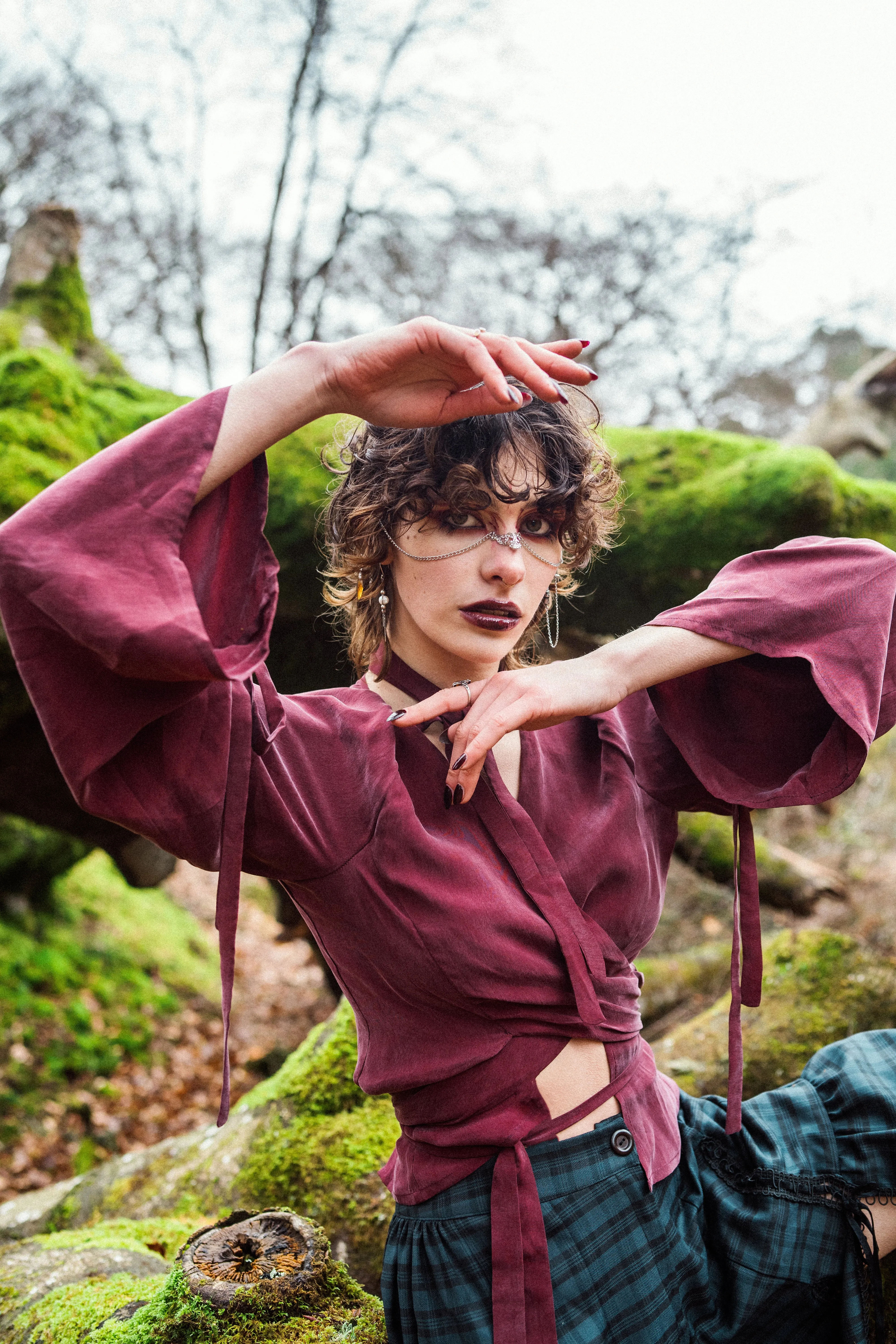 Silky Wineleaf Wrap Top