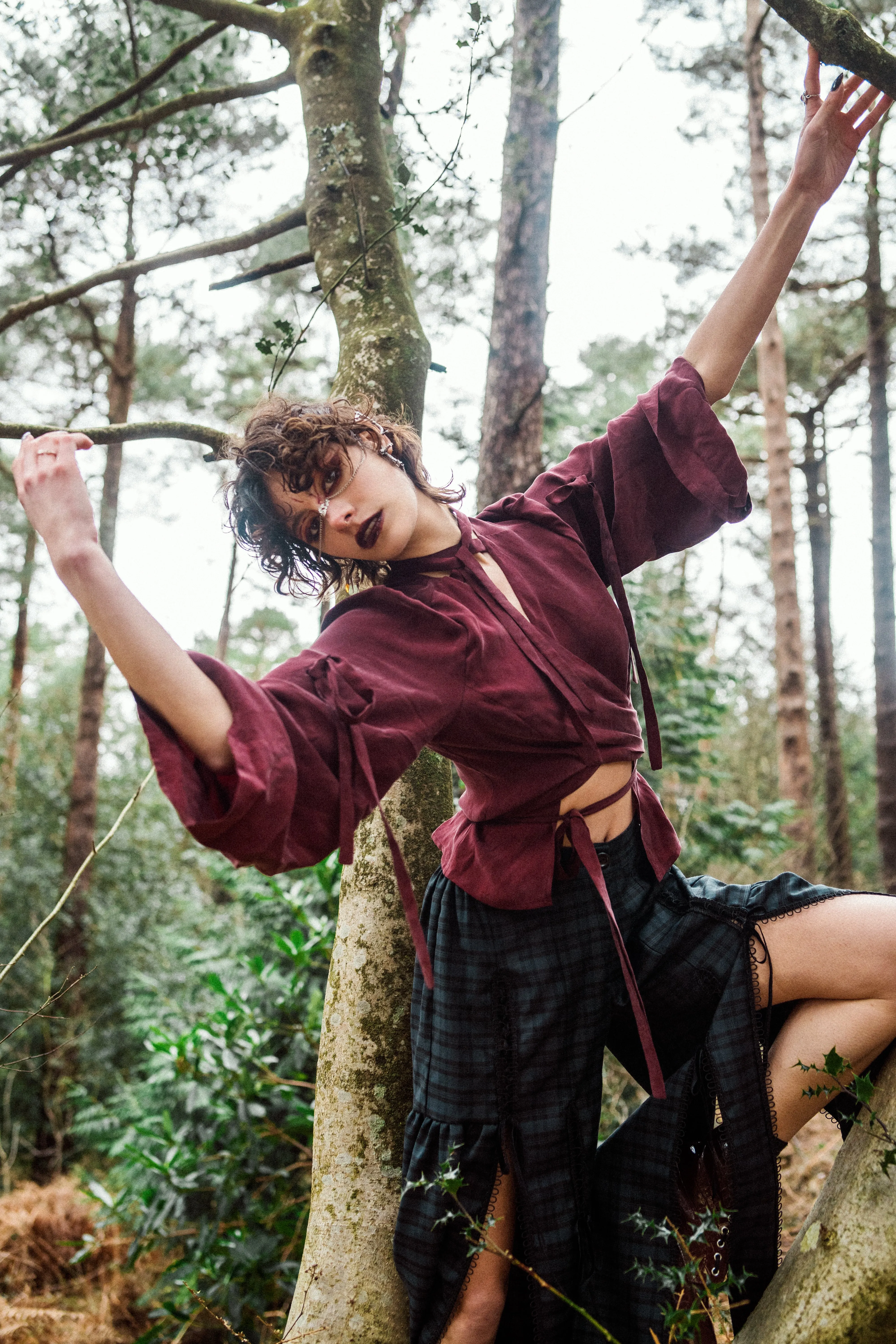 Silky Wineleaf Wrap Top