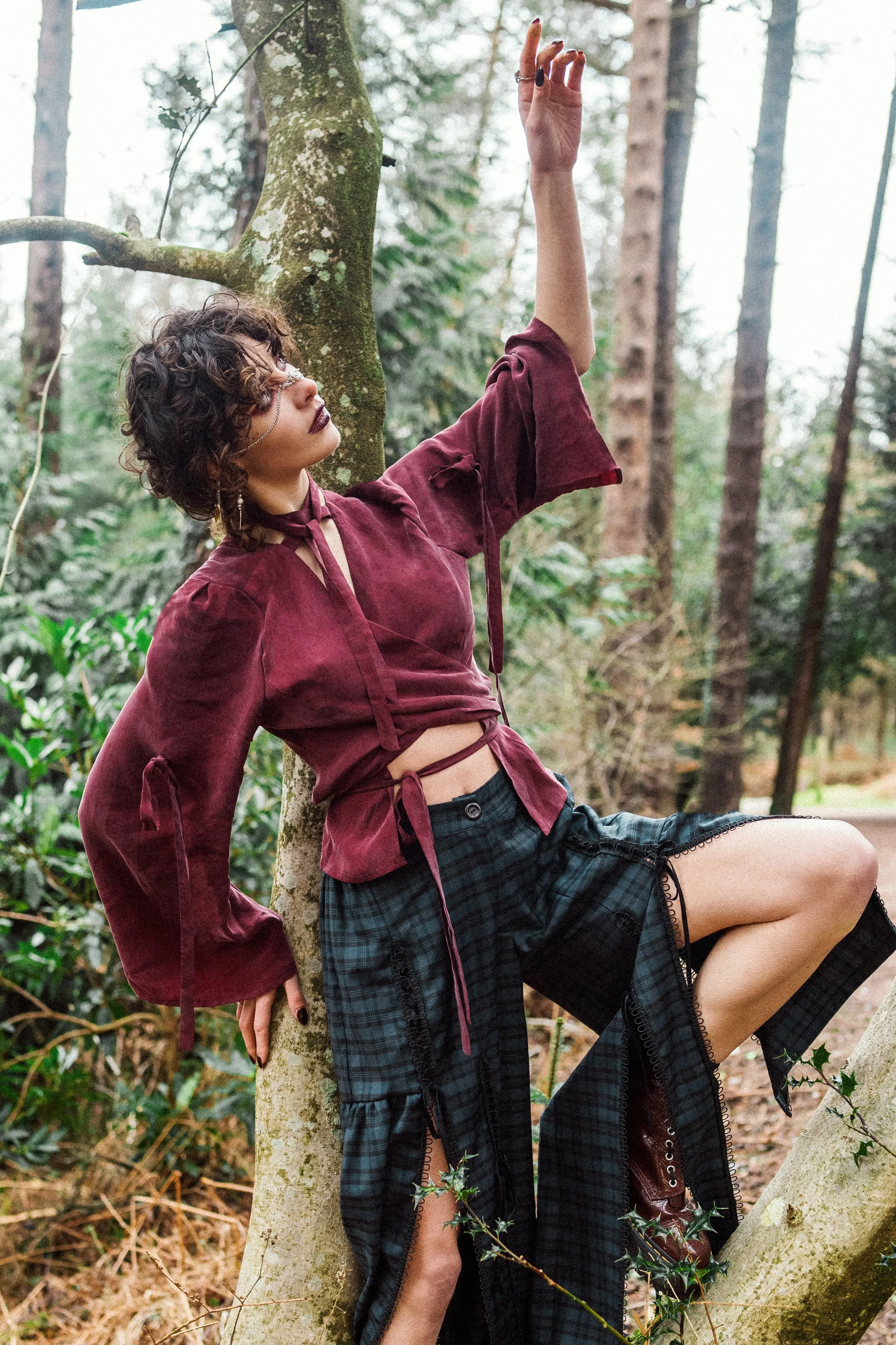 Silky Wineleaf Wrap Top