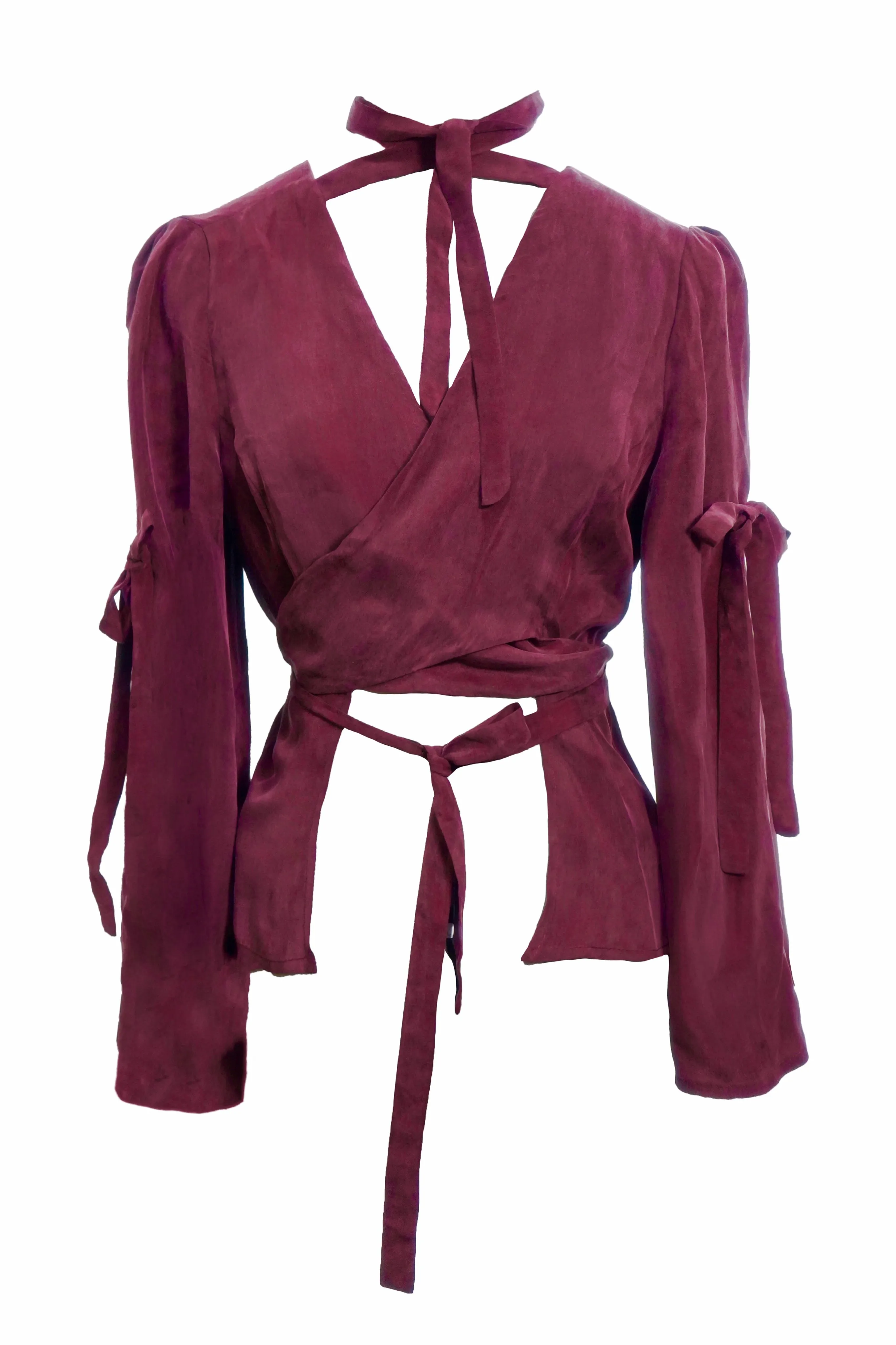 Silky Wineleaf Wrap Top