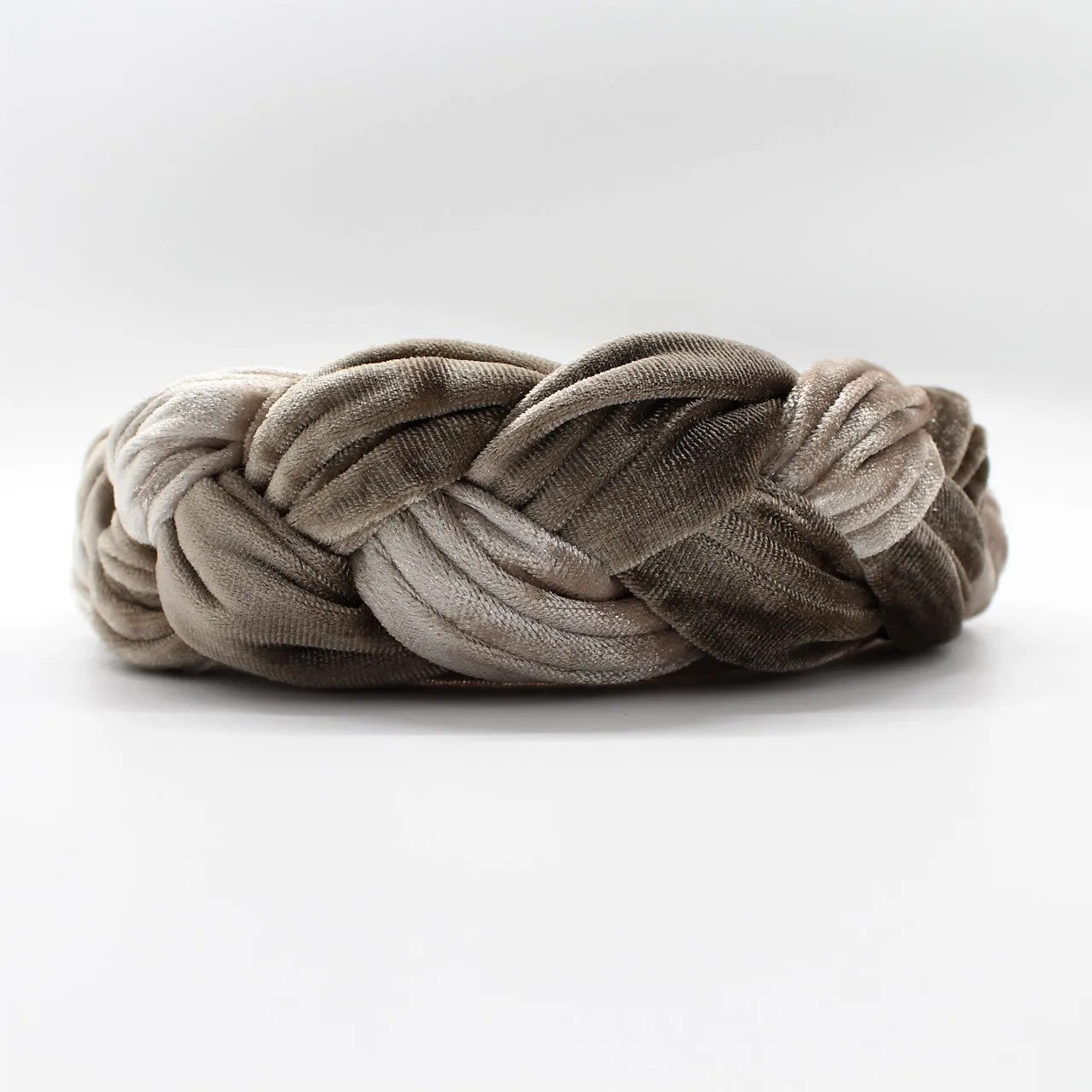 Silver Blue Velvet Braided Headband