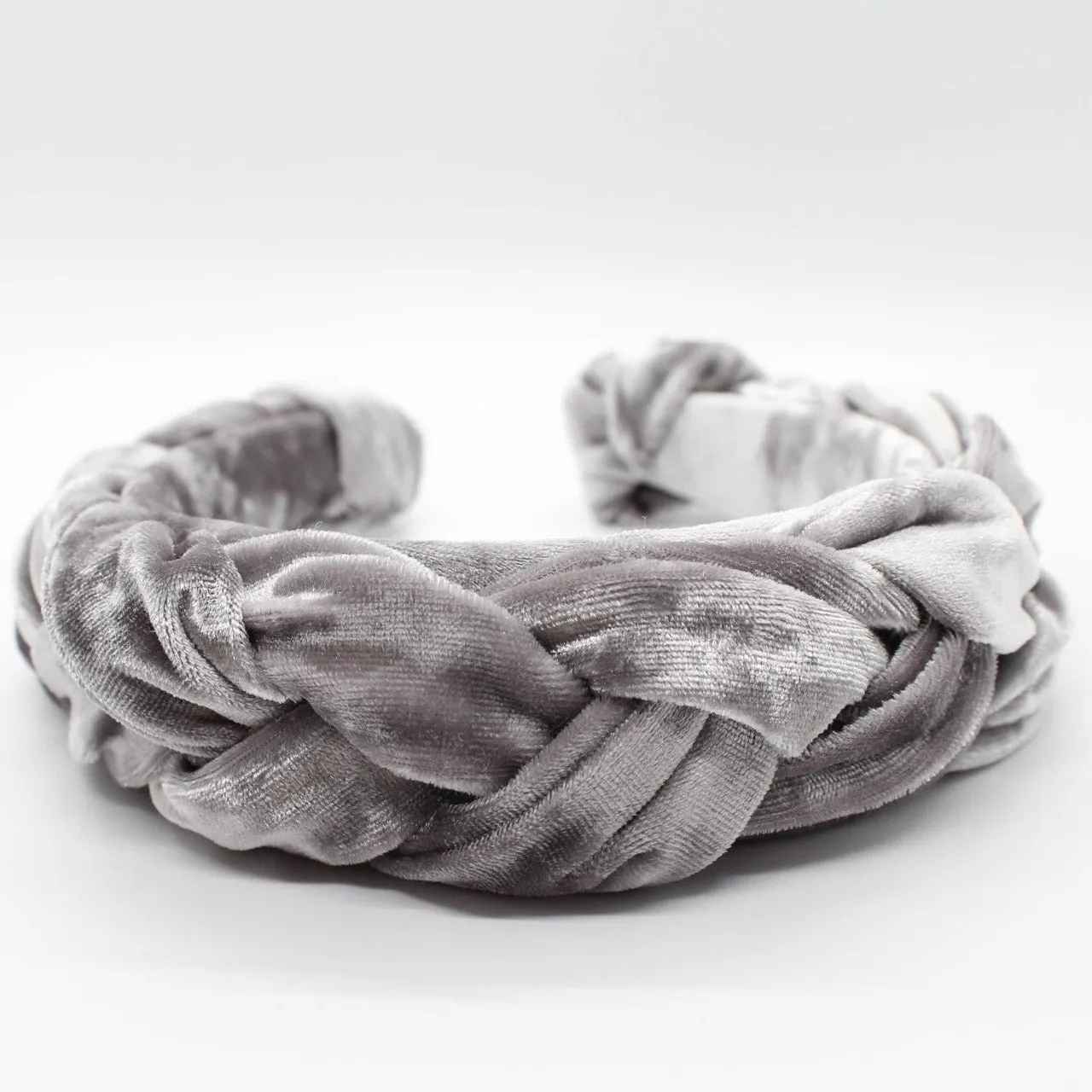 Silver Blue Velvet Braided Headband