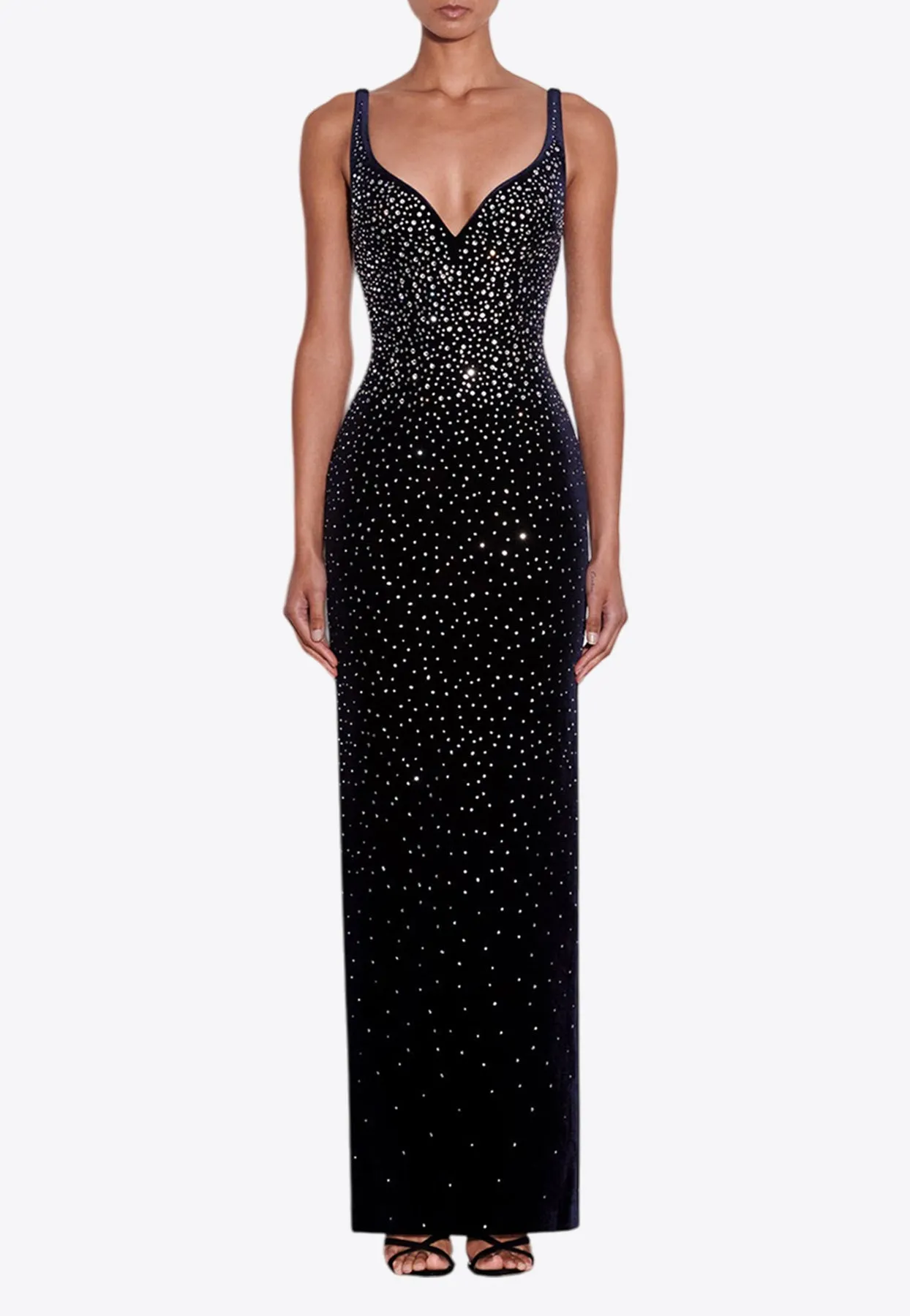 Singlet Crystal Velvet Column Gown