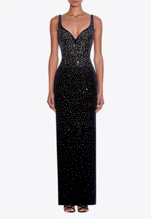 Singlet Crystal Velvet Column Gown