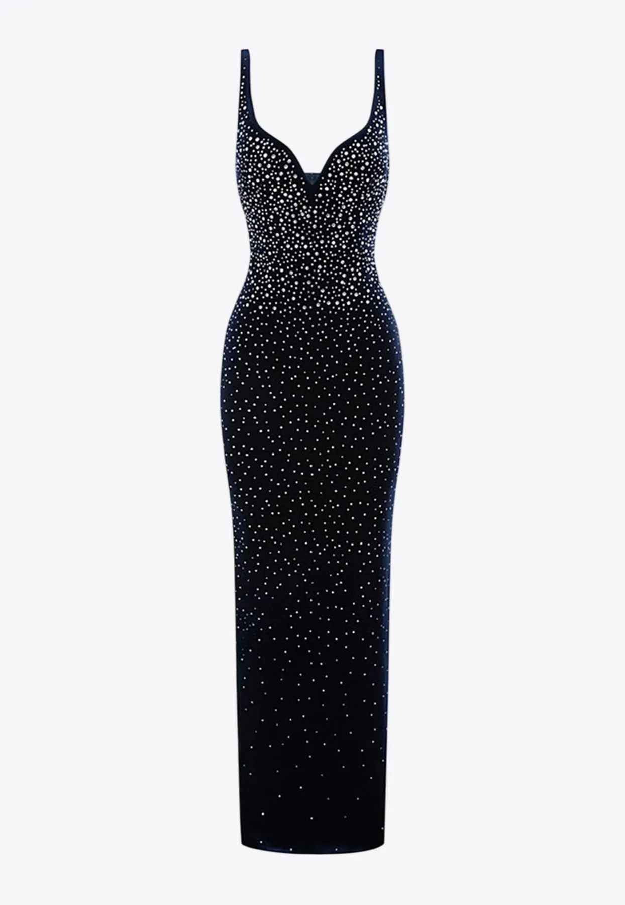 Singlet Crystal Velvet Column Gown