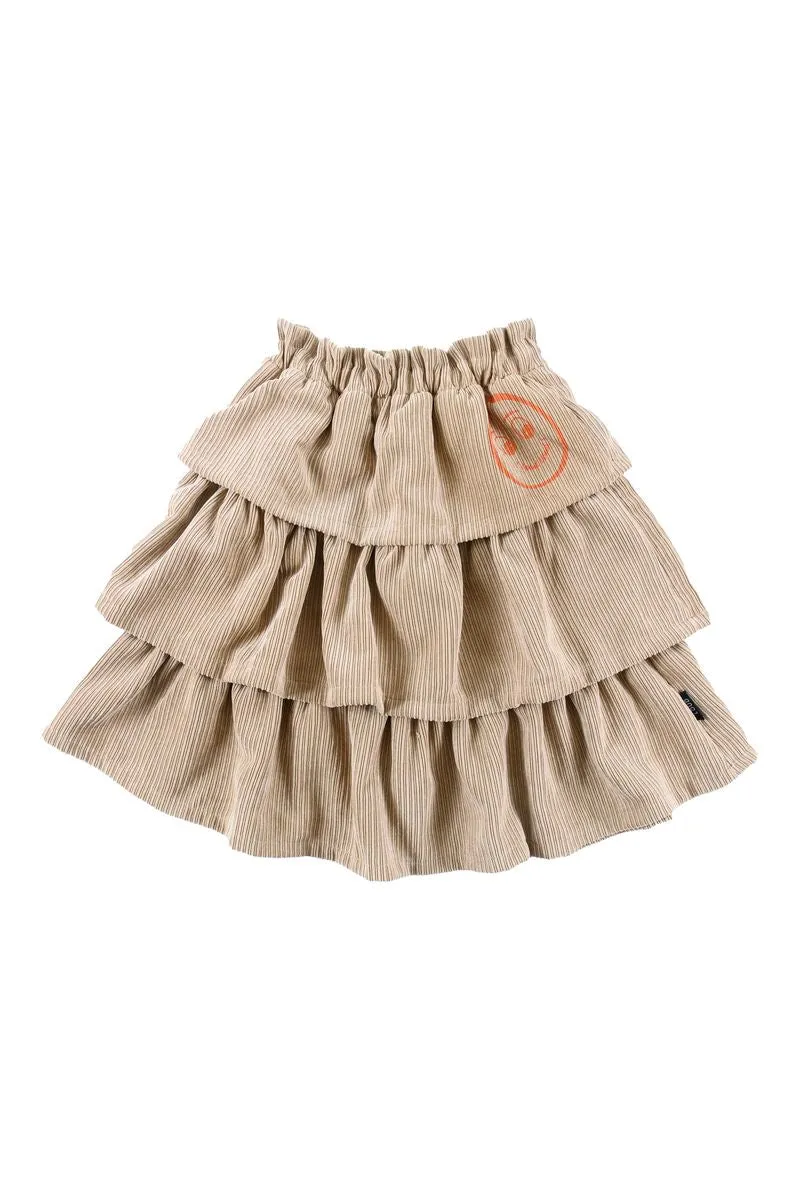 Snowdrop panelled tan skirt by Loud
