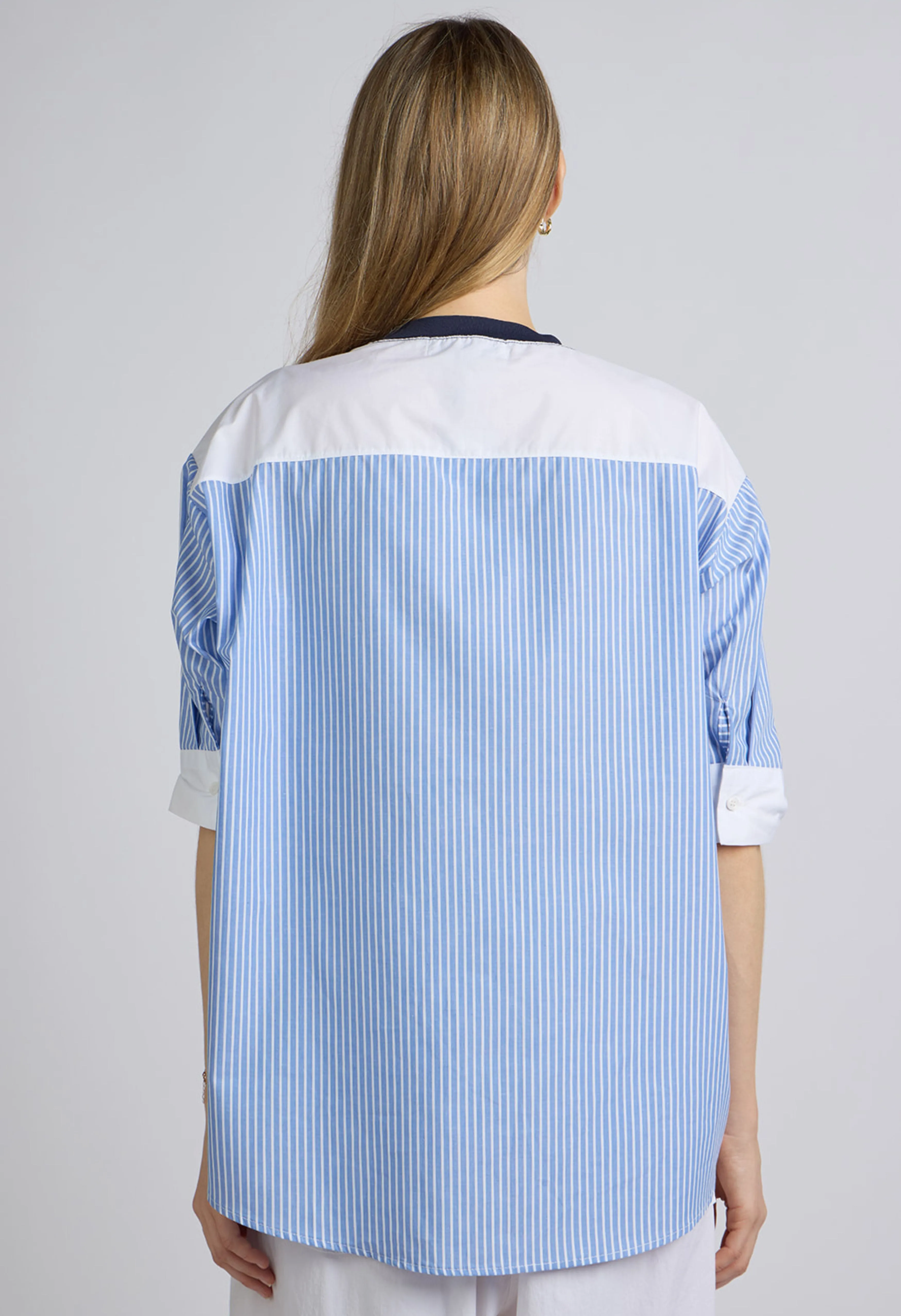 Spencer Striped Cotton Short Sleeve Blouse