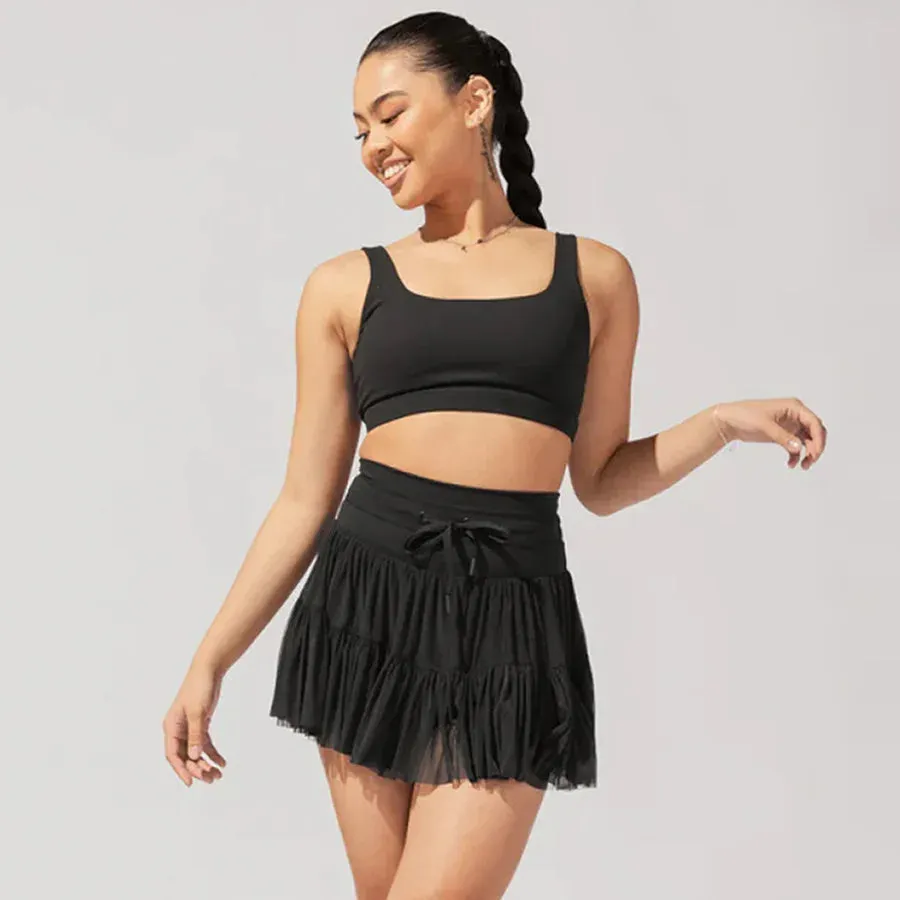 Sport Pleated Skirts With Safety Shorts Women Solid Color Streetwear High Waist Dance Skirts