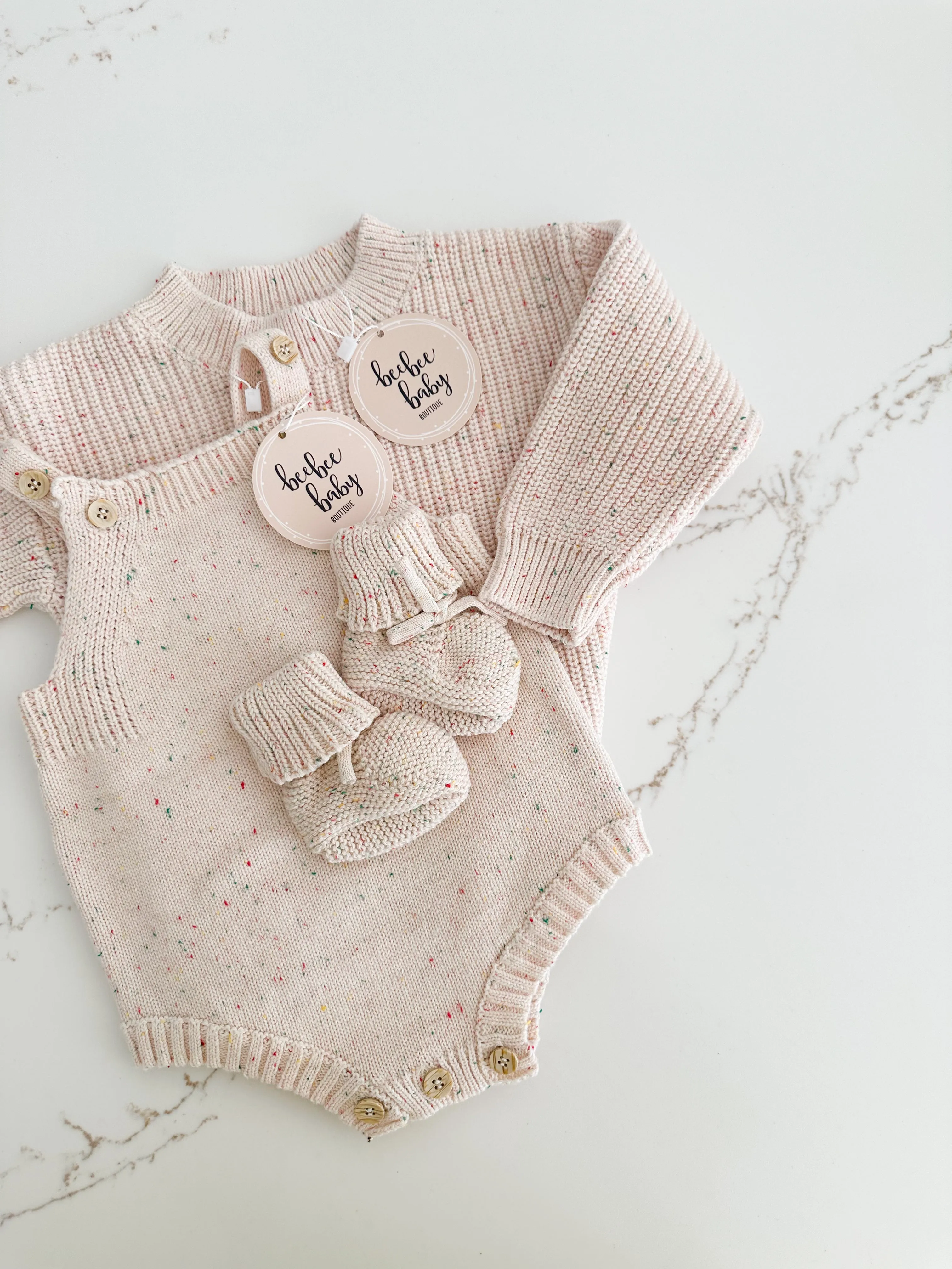 Sprinkled Knit Romoper - Oat