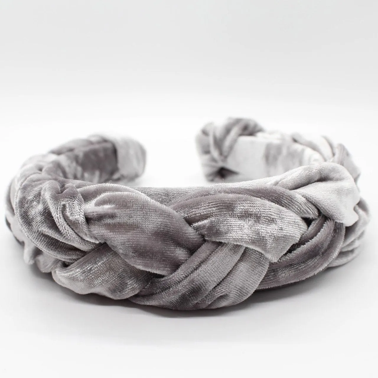 Steel Blue Velvet Braided Headband