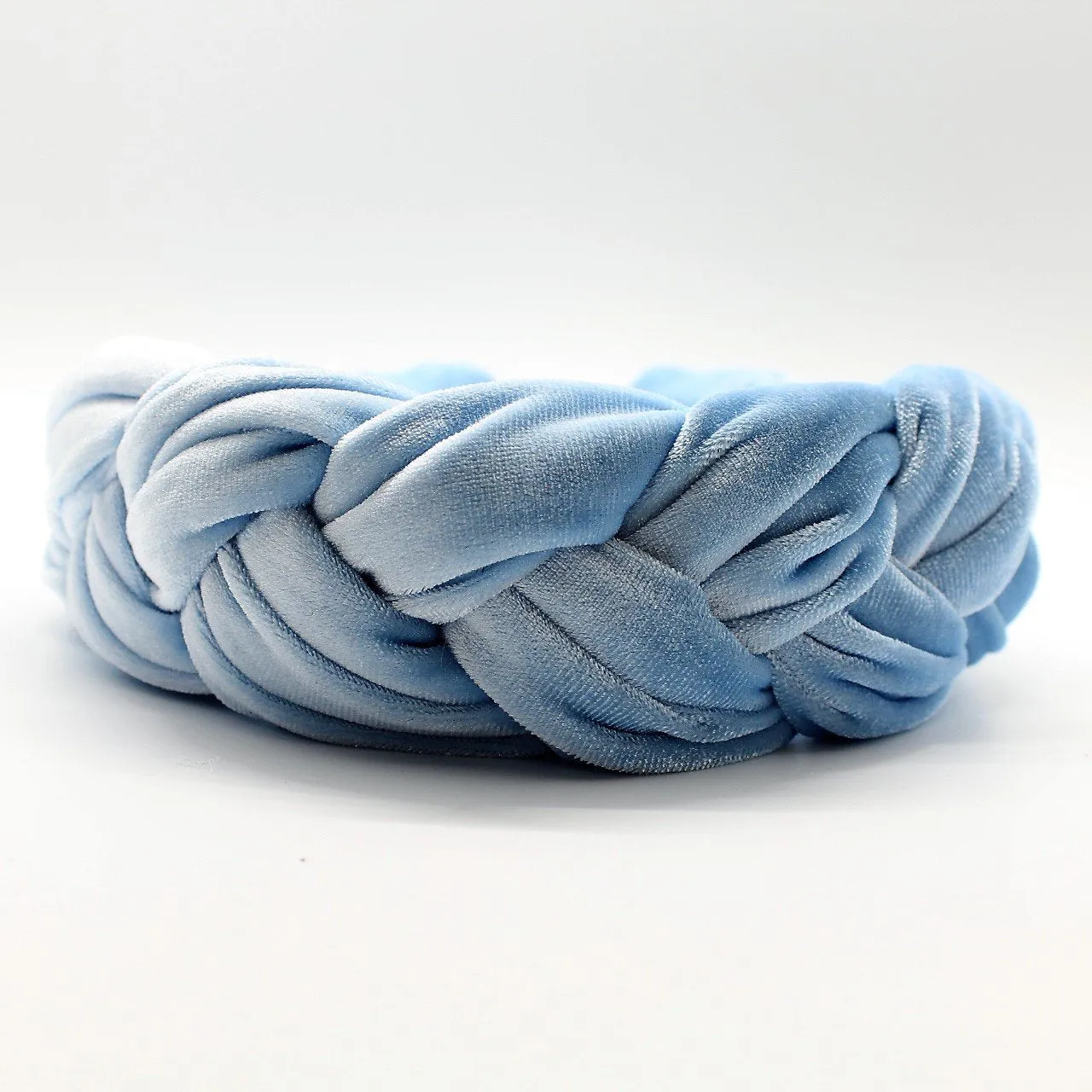 Steel Blue Velvet Braided Headband