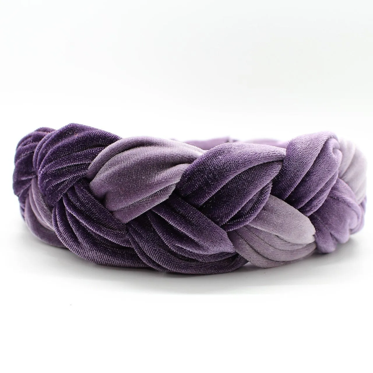 Steel Blue Velvet Braided Headband