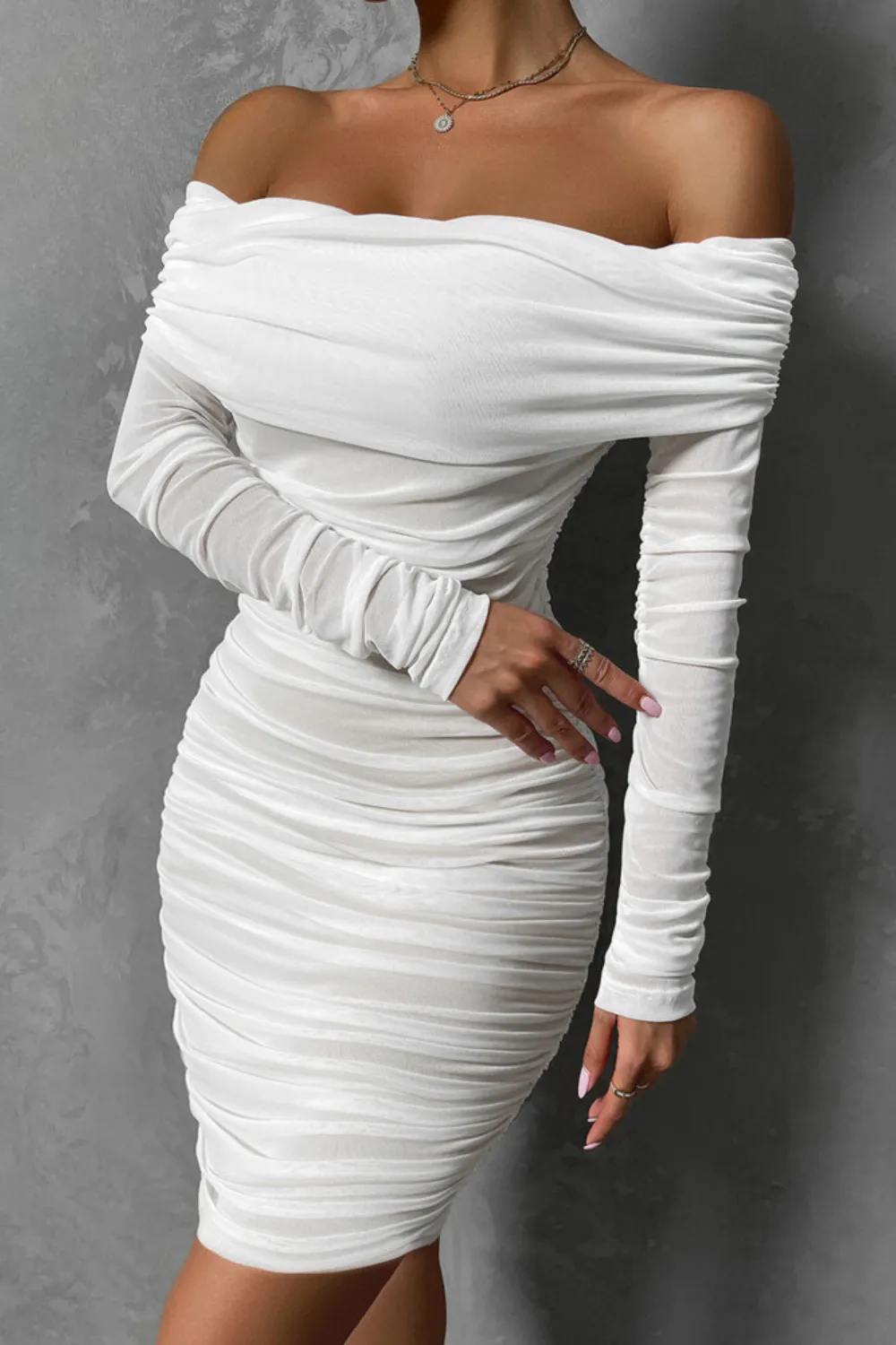 Stella Off Shoulder Mesh Party Dress