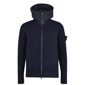 STONE ISLANDNylon Metal Hood Zip-Up Knit Navy