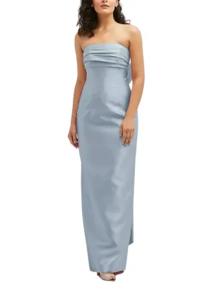 Strapless Column Bow Dress in Mist