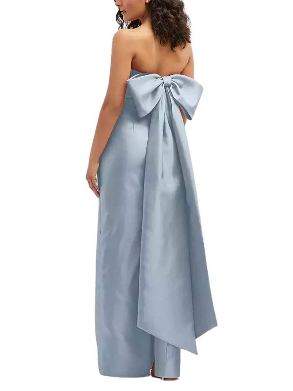 Strapless Column Bow Dress in Mist