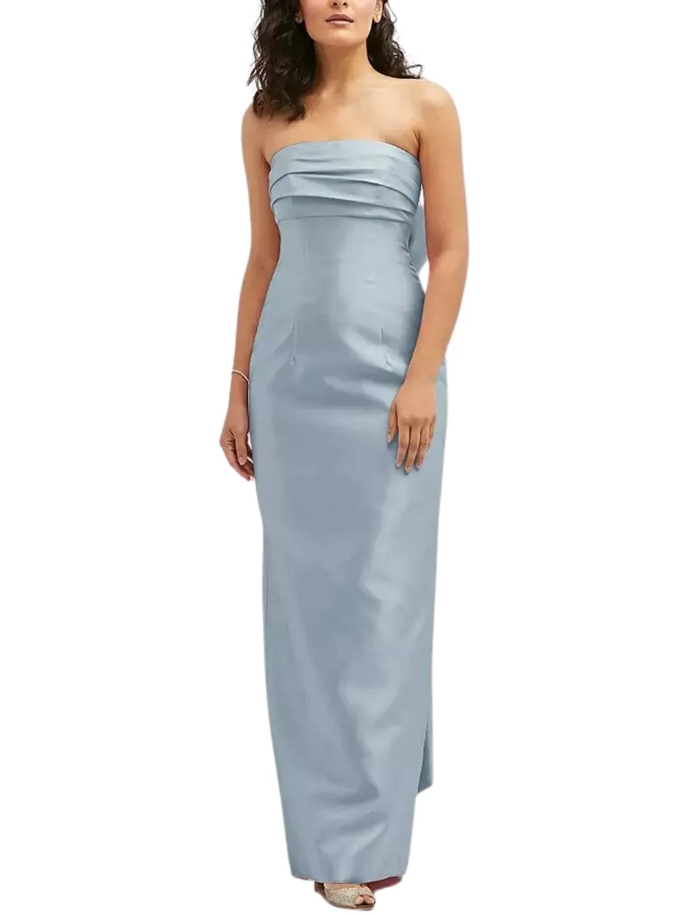 Strapless Column Bow Dress in Mist