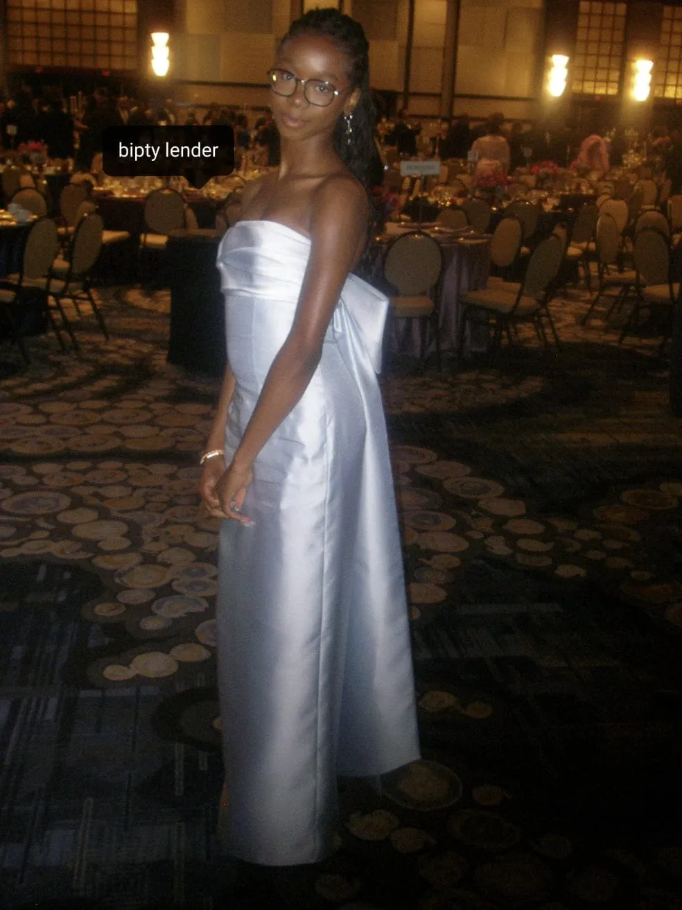 Strapless Column Bow Dress in Mist
