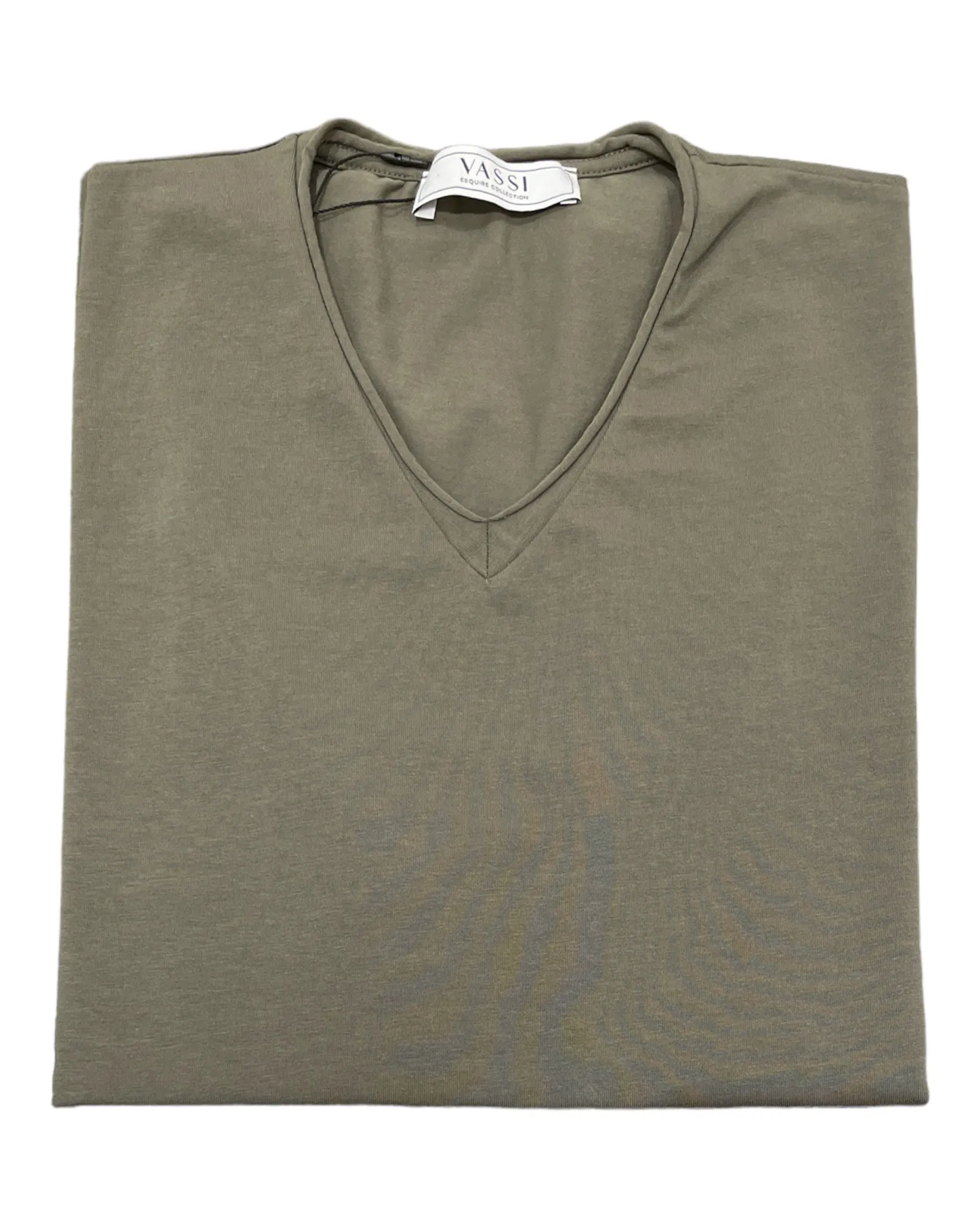 Stretch-Cotton Rolled V-Neck T-Shirt - Military Green