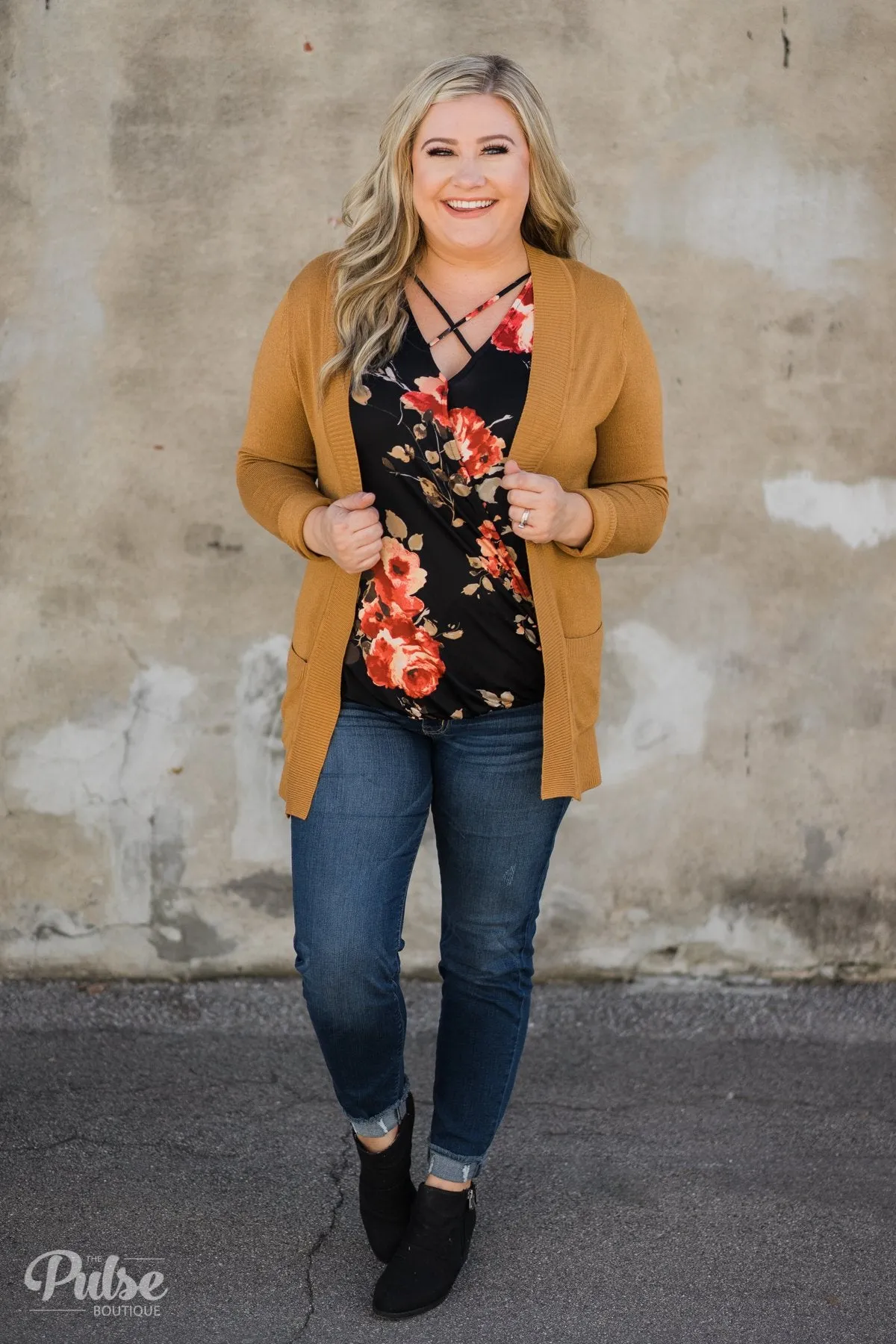 Stretch of Love Floral Wrap Tank Top- Black