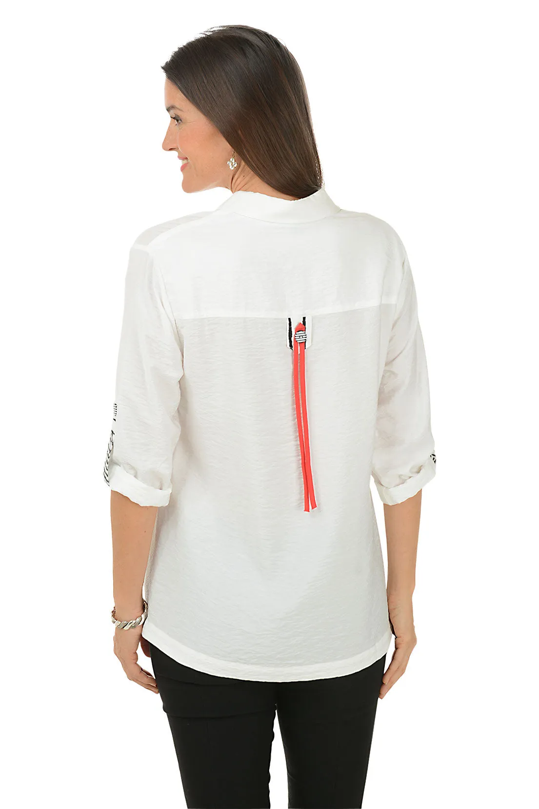 Striped Buttons High-Low Shirt