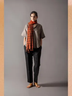 SUKETDHIR   I   SD High Low Bush Shirt | Linen | O Grey Mithoo Jaal