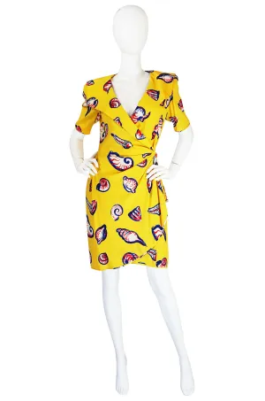 Sunny Yellow 1980s Yellow Silk Ungaro Wrap Dress