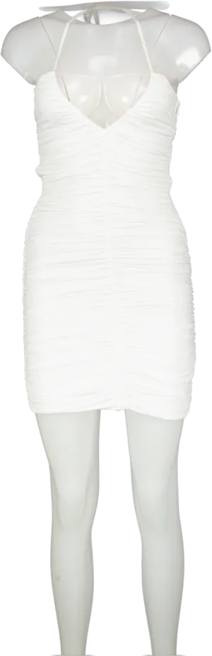 Superdown White Ruched Mini Dress UK XS