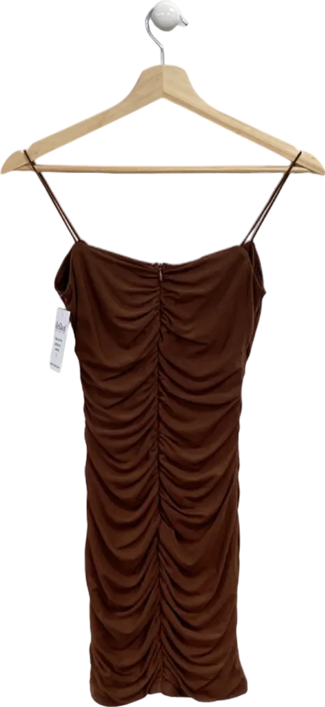 ThatsSoFetch Brown Ruched Mini Dress UK 6