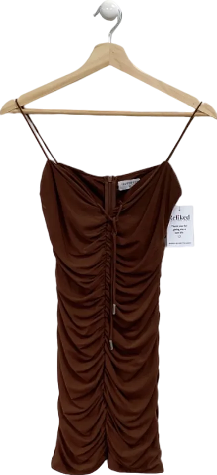 ThatsSoFetch Brown Ruched Mini Dress UK 6
