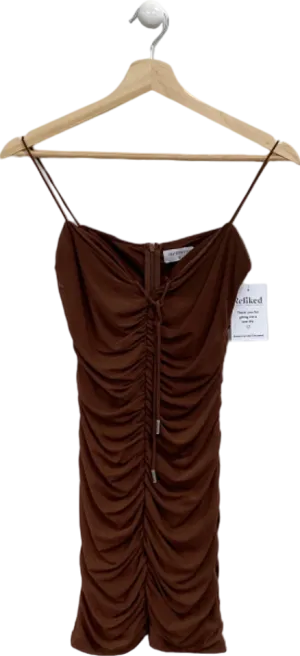 ThatsSoFetch Brown Ruched Mini Dress UK 6