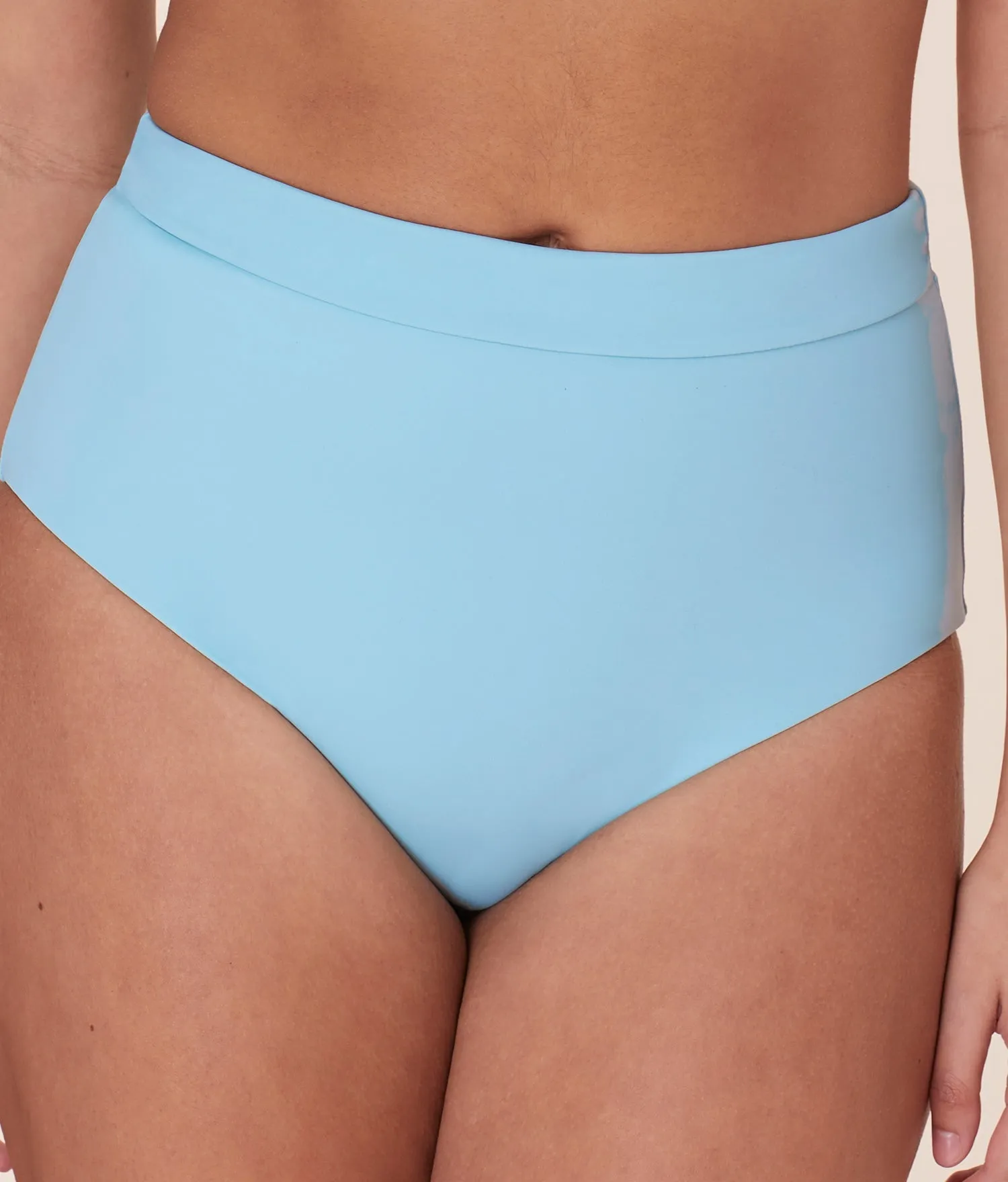 The Wide Band High Waist Bikini Bottom - Eco Nylon - Hydrangea