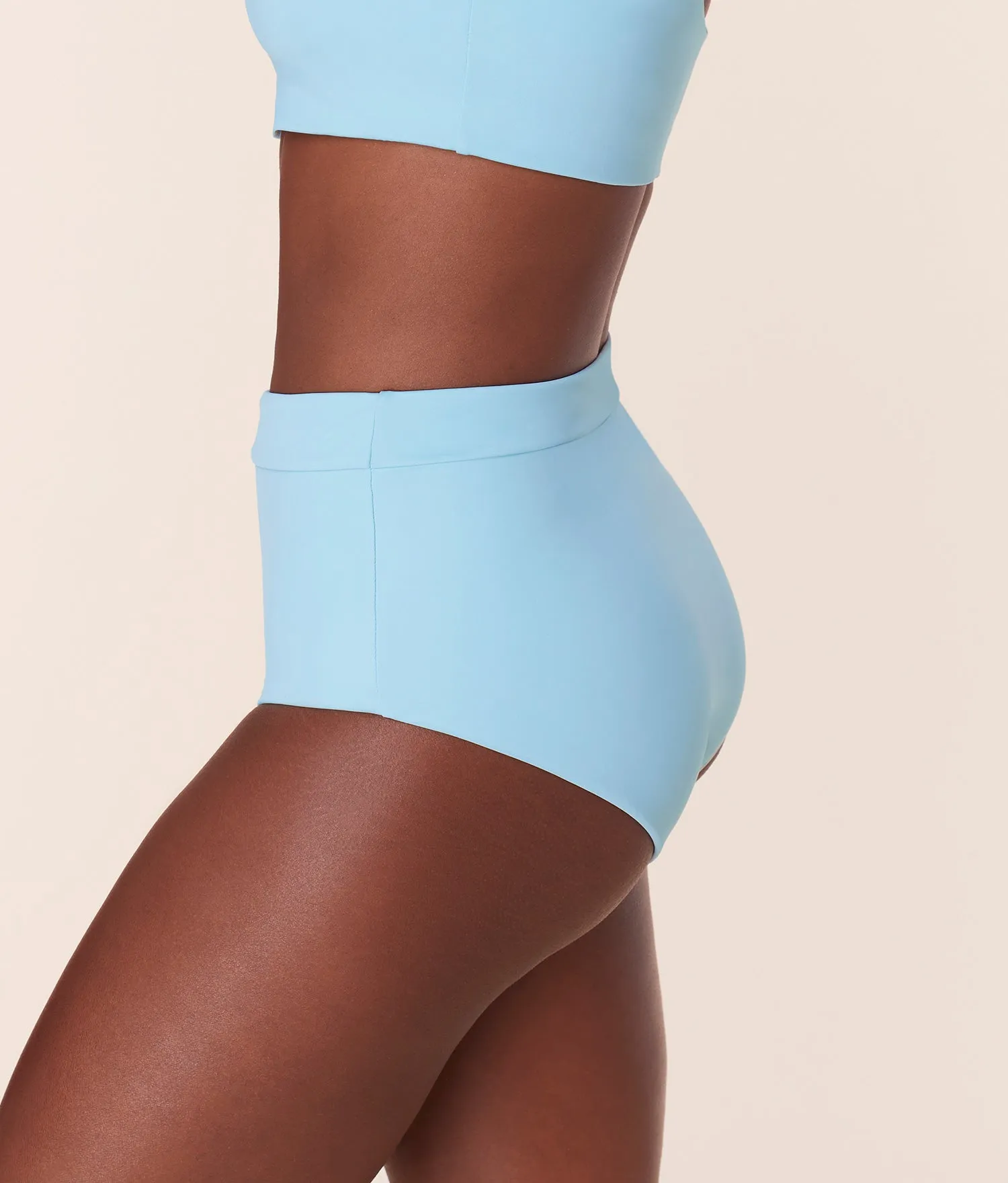 The Wide Band High Waist Bikini Bottom - Eco Nylon - Hydrangea