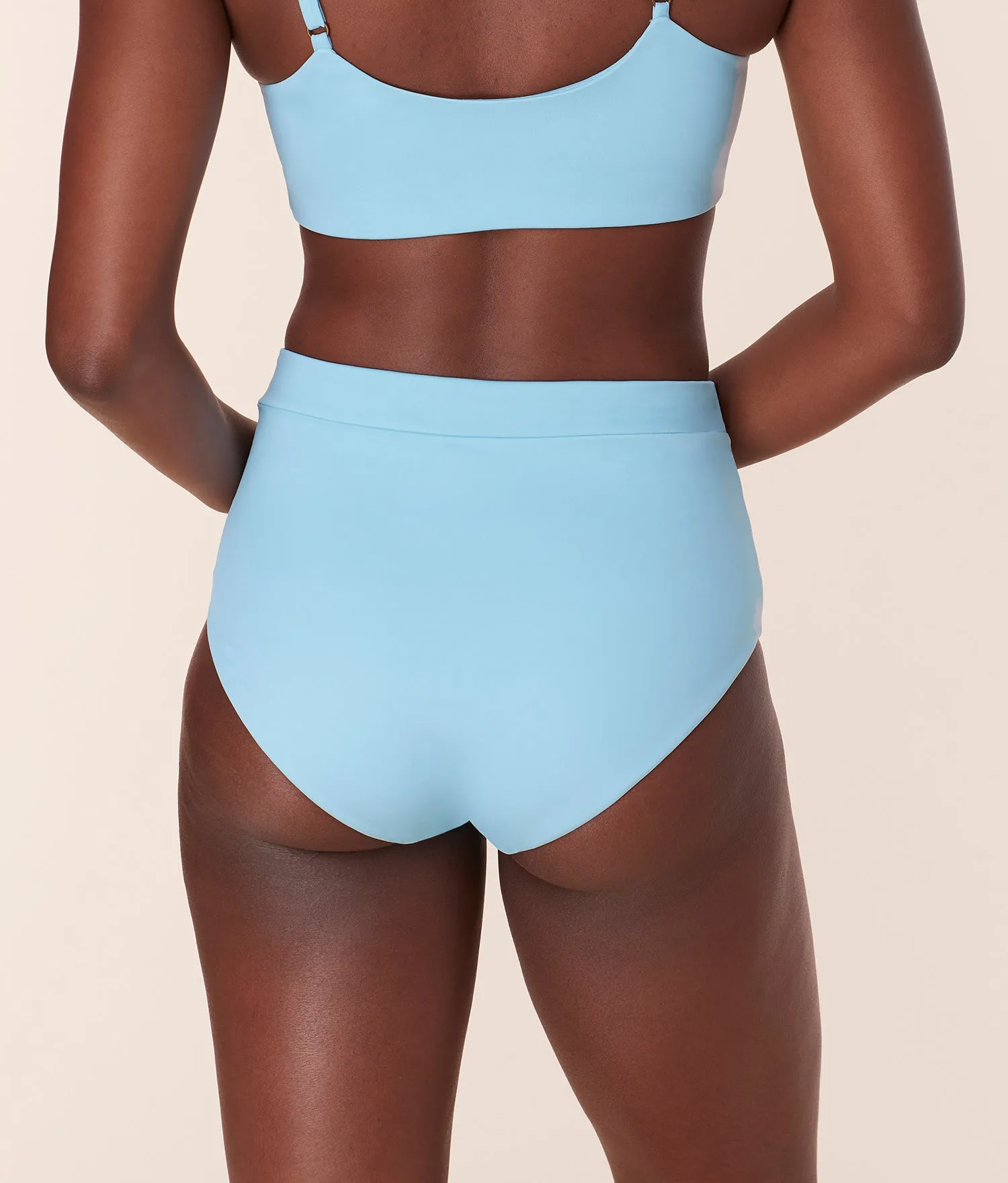 The Wide Band High Waist Bikini Bottom - Eco Nylon - Hydrangea