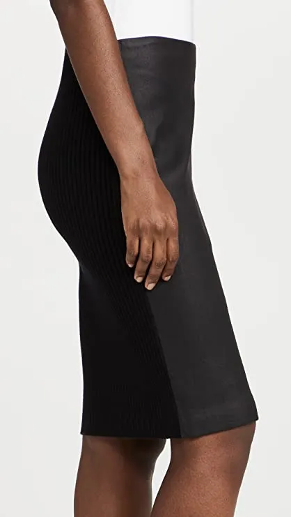 Theory Women's Rib Combo Skirt, Black, S
