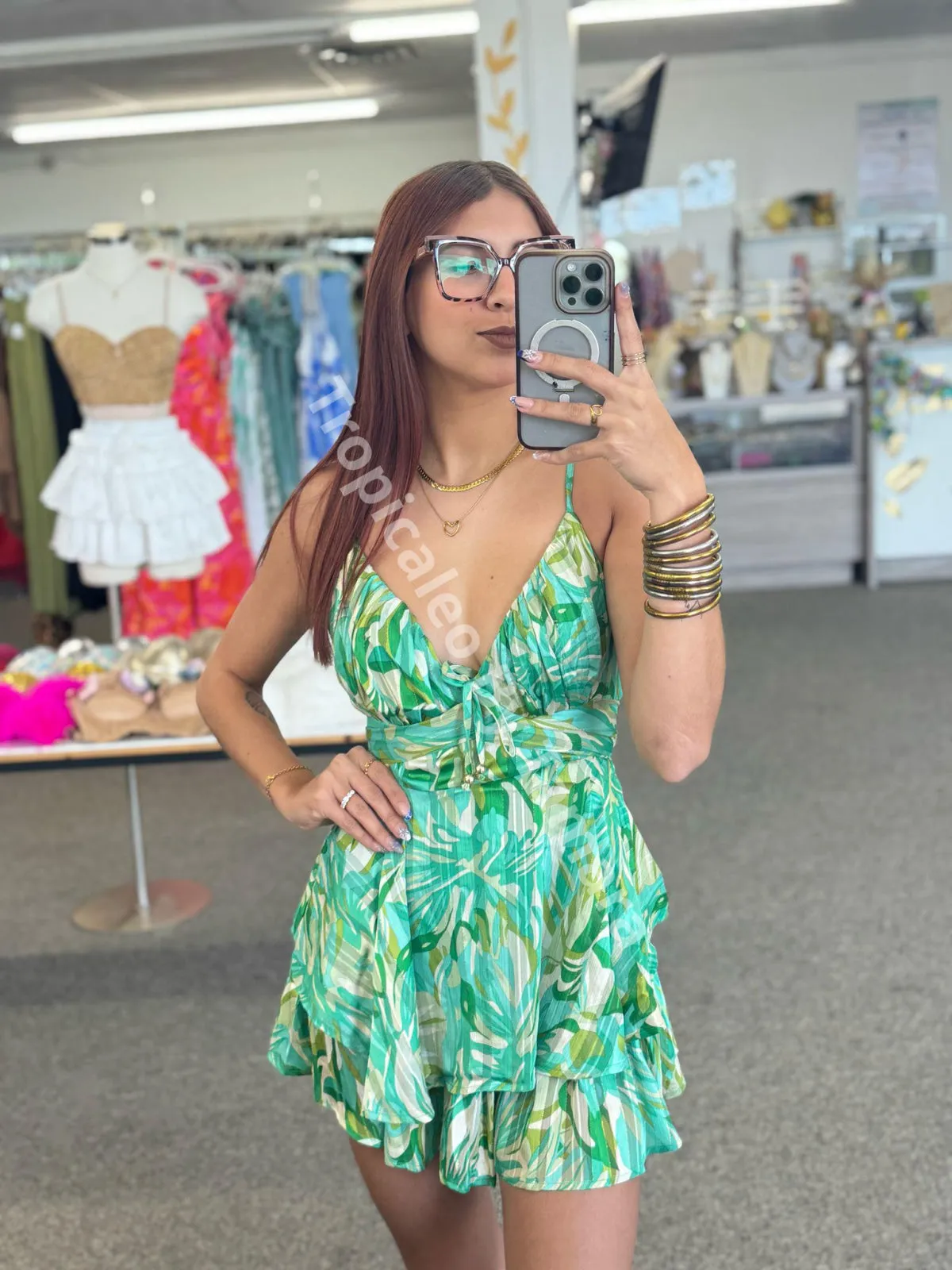 Tropical Breeze Back-Tie Romper