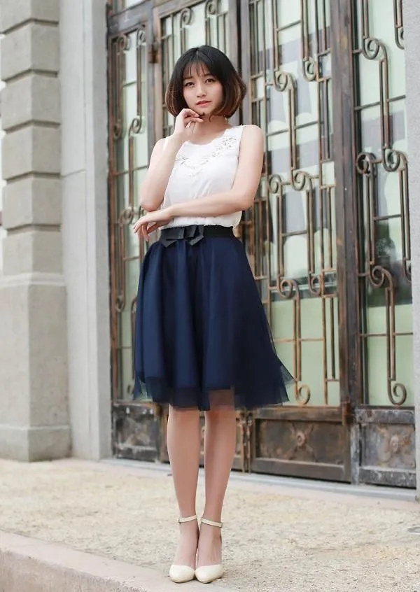Tulle Skirt Summer Style Elastic Waist Bow Skirts Womens Pleated Tutu Plus Size 6 Colors