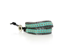 Turquoise Leather Double Wrap Bracelet