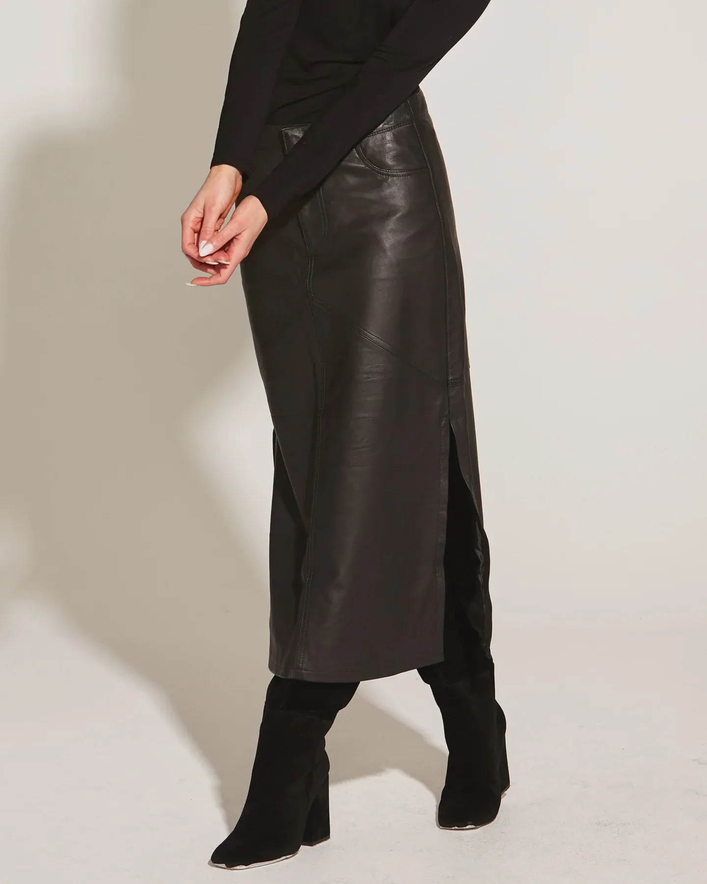 Underground Leather Midi Skirt