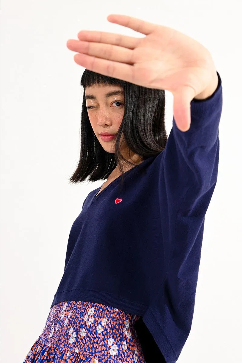 V-NECK CROP SWEATER