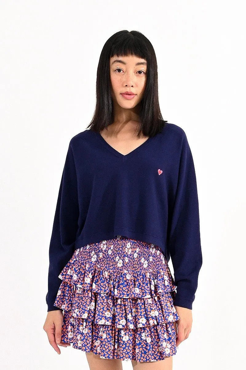 V-NECK CROP SWEATER