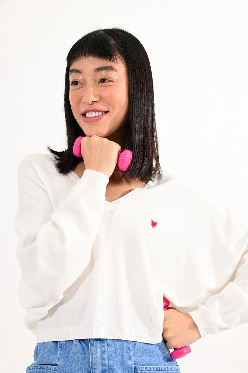 V-NECK CROP SWEATER