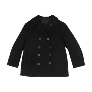 Vintage Black Double-Breasted Lined Peacoat Coat