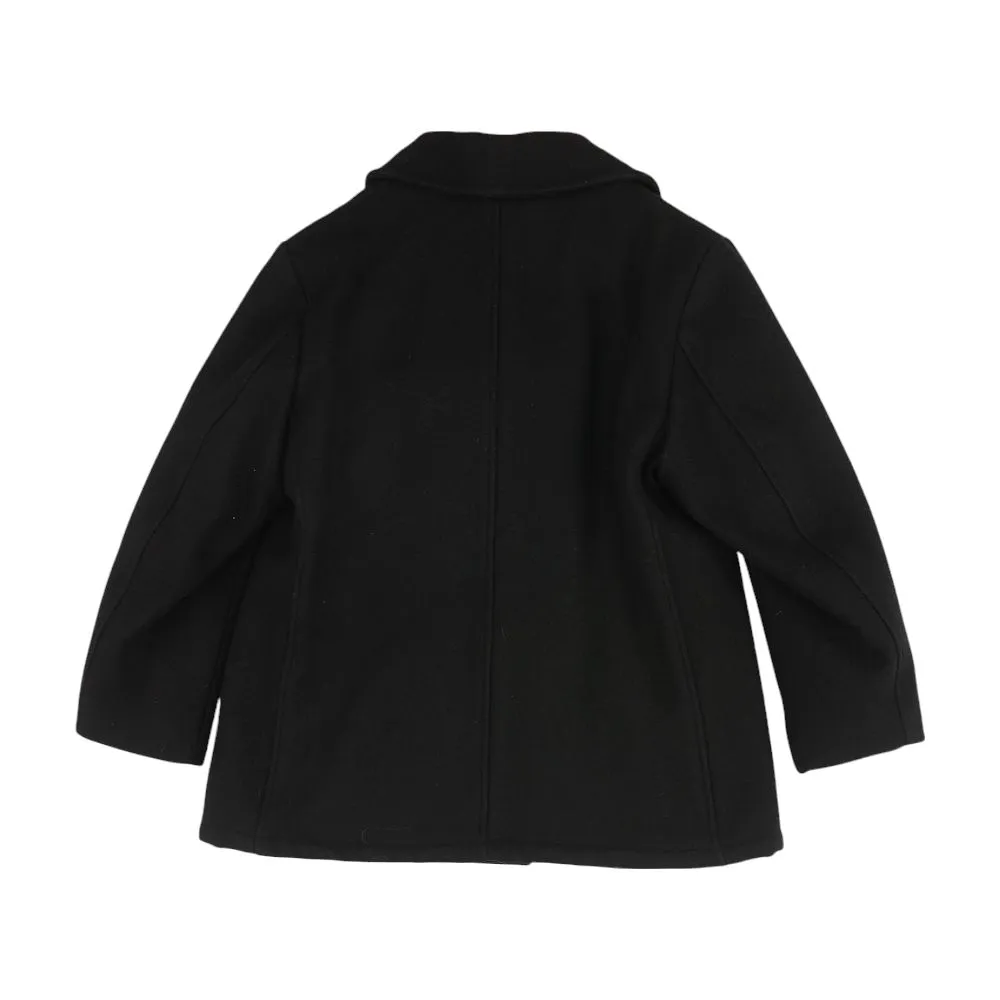 Vintage Black Double-Breasted Lined Peacoat Coat