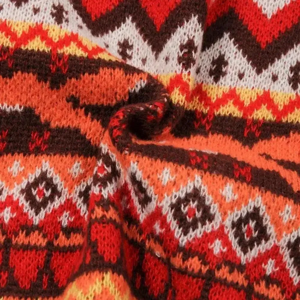 Vintage Christmas Sweater with Embroidered Fox and Classic Patterns
