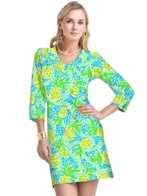 Vintage Print Knit Dress V-Neck Style 220C75 TL